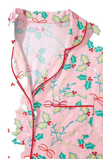 Multicolor Floral Christmas Pajamas Set