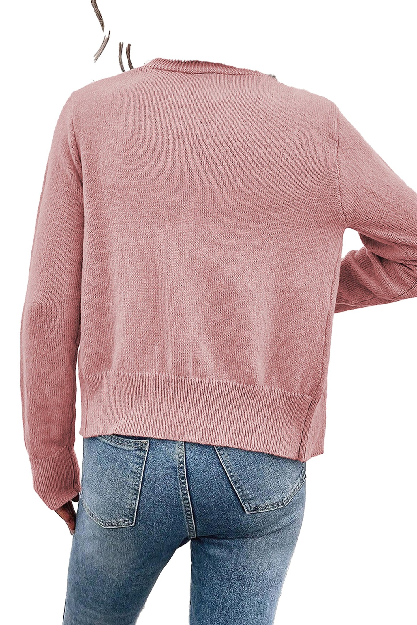 Pearl Beaded Knit Cardigan In Pink