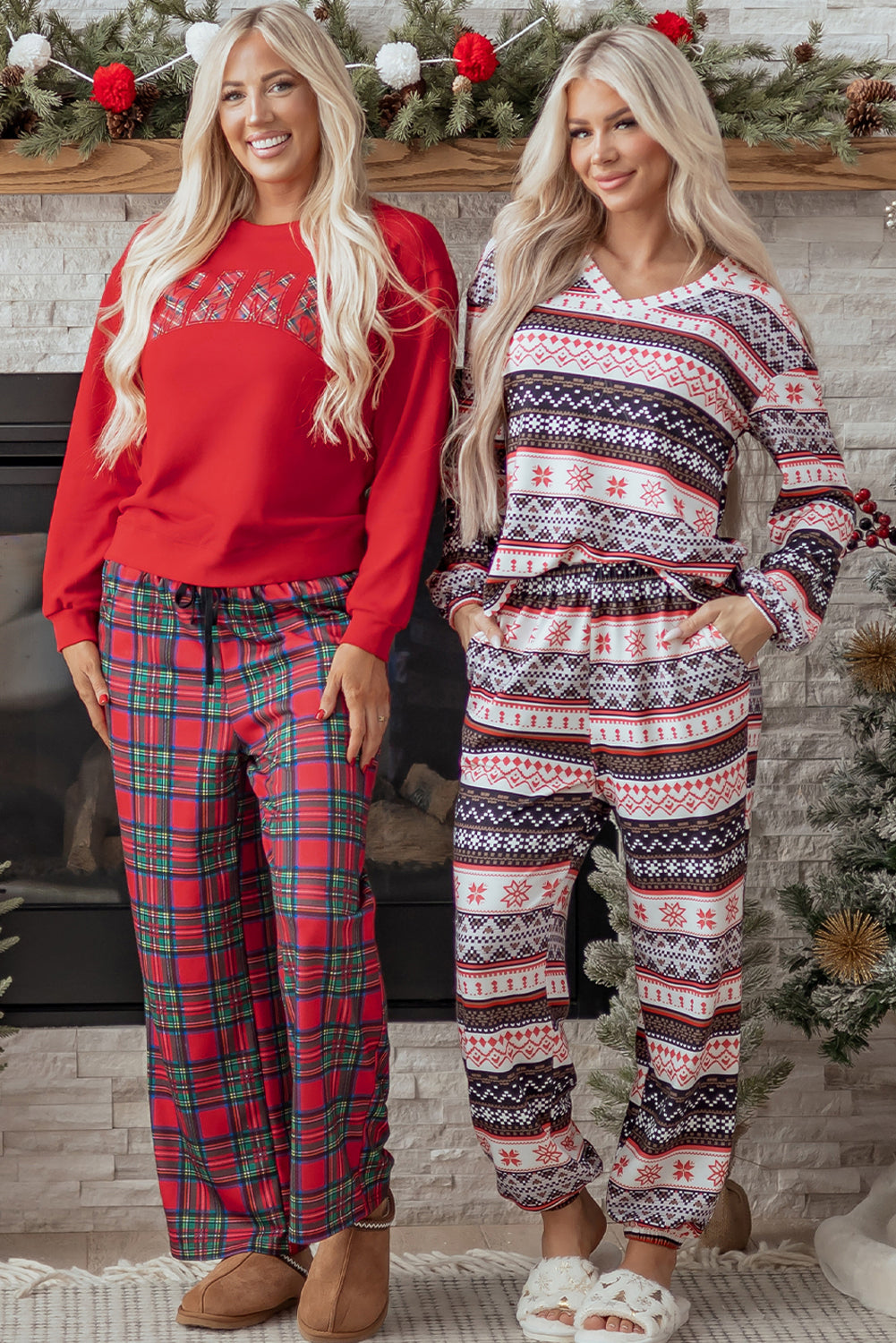 Red Plaid Christmas Lounge Set