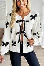 Dear-Lover White Bow Sweater Cardigan For Trendy Looks