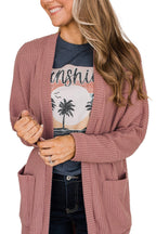 Mineral Red Waffle Knit Cardigan