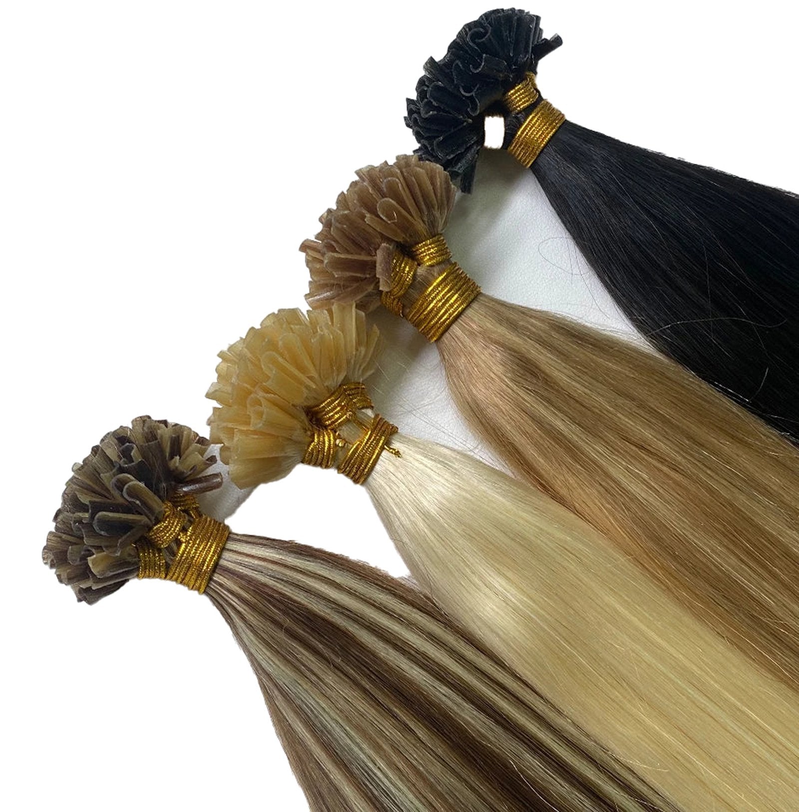 U tip hair extensions human hair in various shades including blonde, brown, and black for stylish versatility