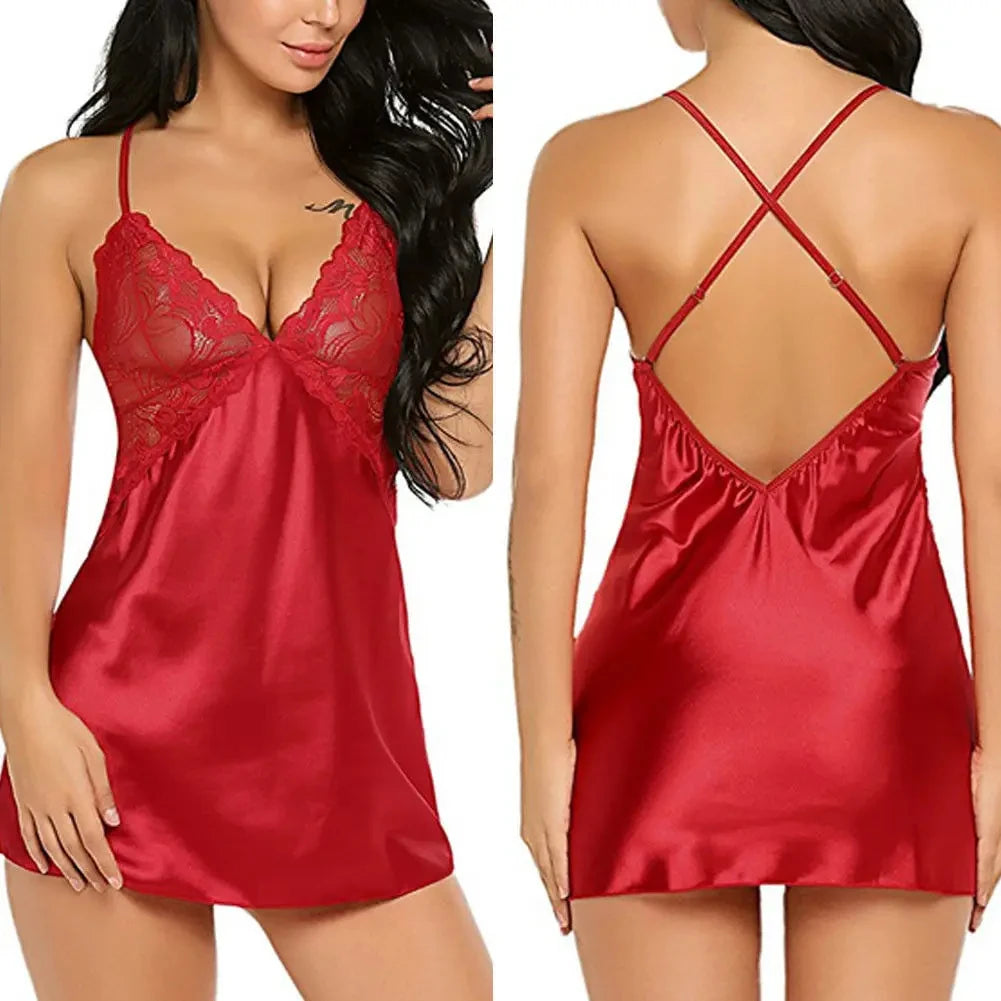 Babydoll Lingerie in Satin Red