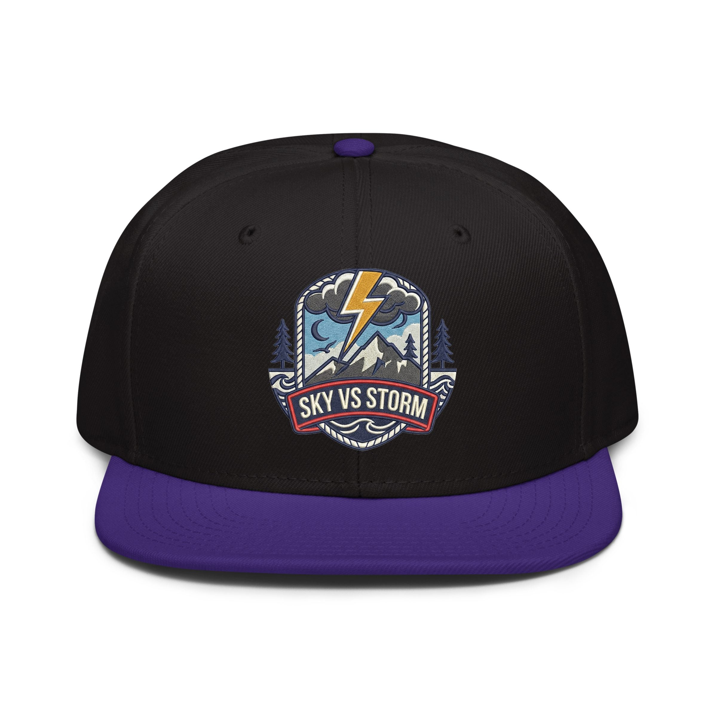 Sky vs Storm Embroidered Snapback Hat - Premium Woven Cap