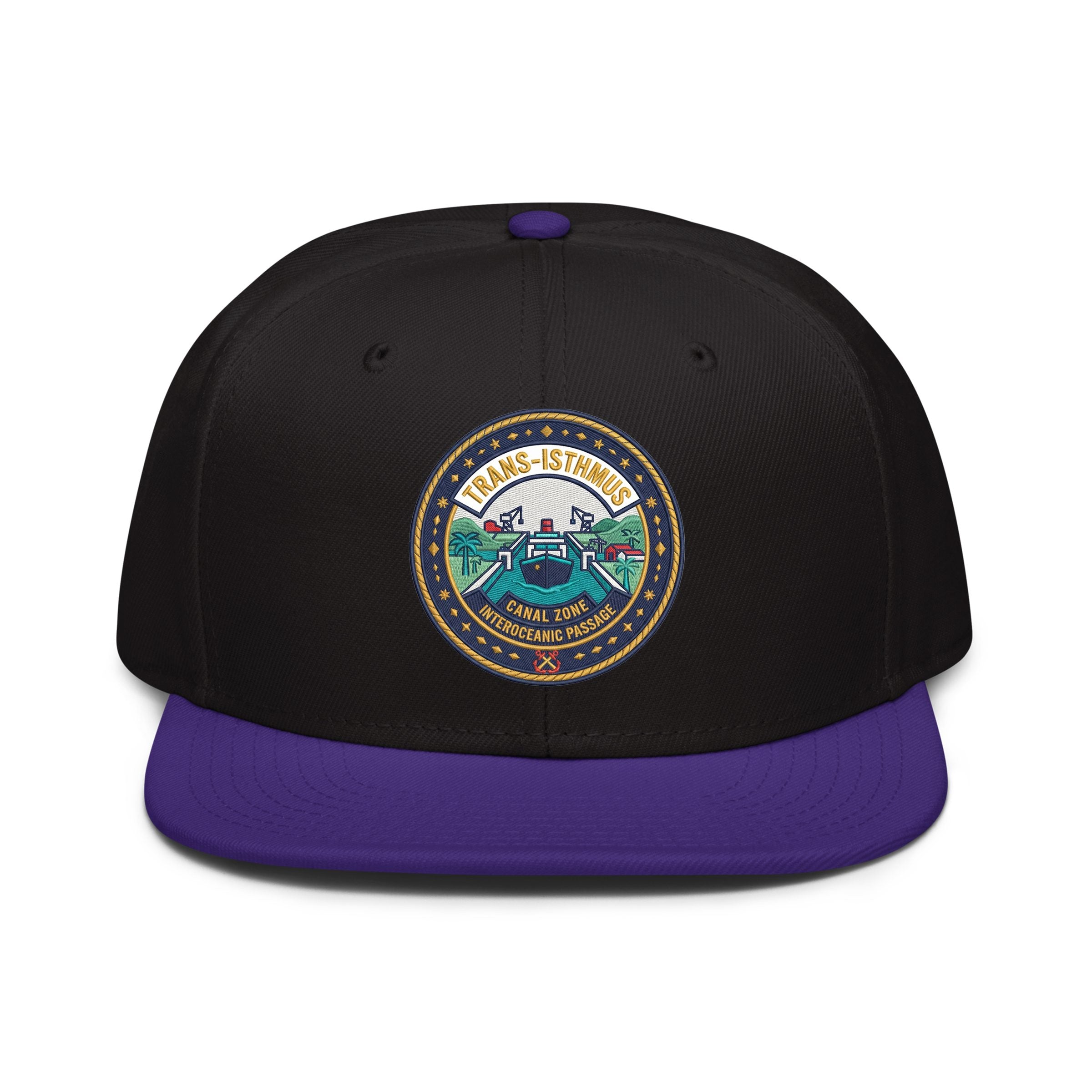 Panama Canal Map Embroidered Snapback Hat