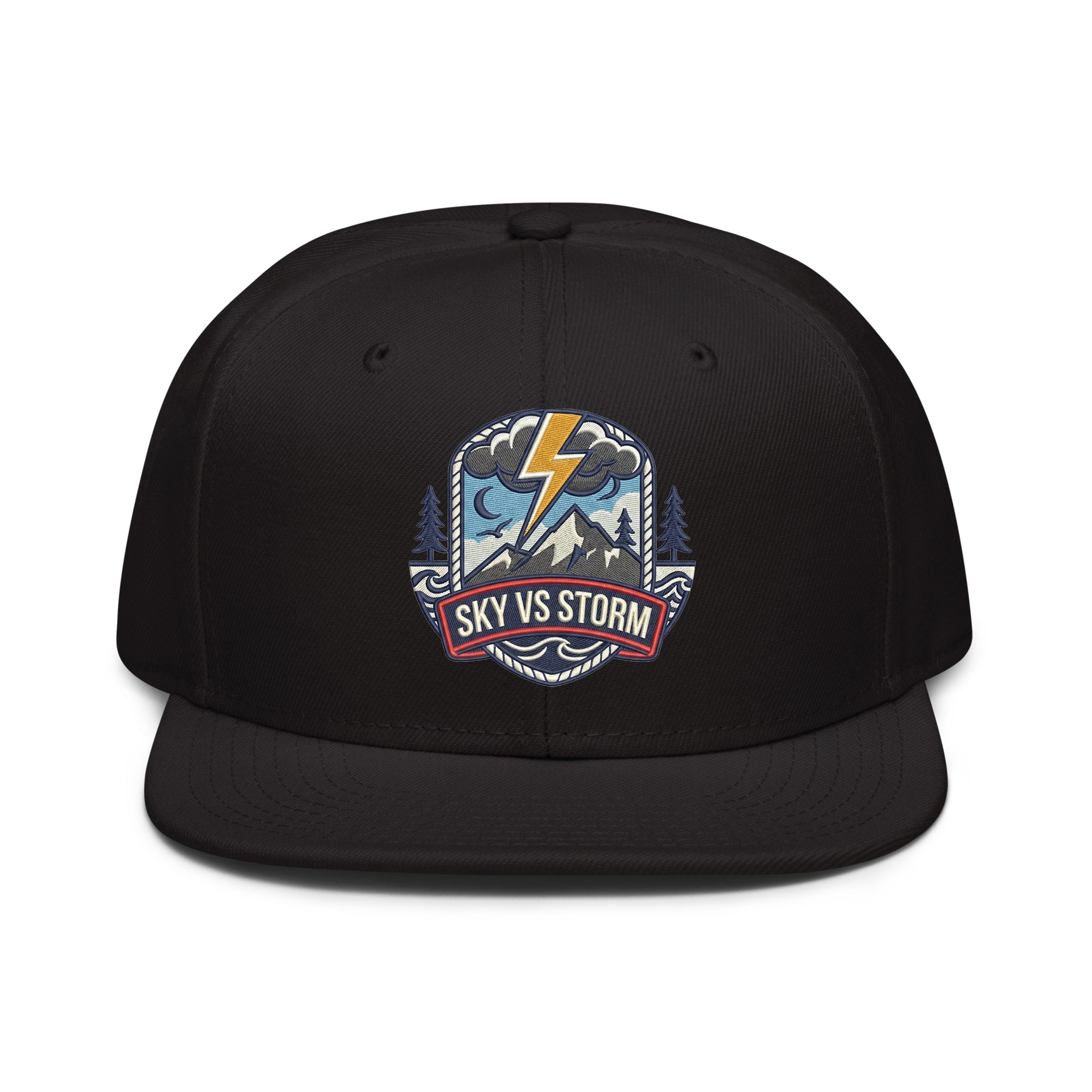 Sky vs Storm Embroidered Snapback Hat - Premium Woven Cap