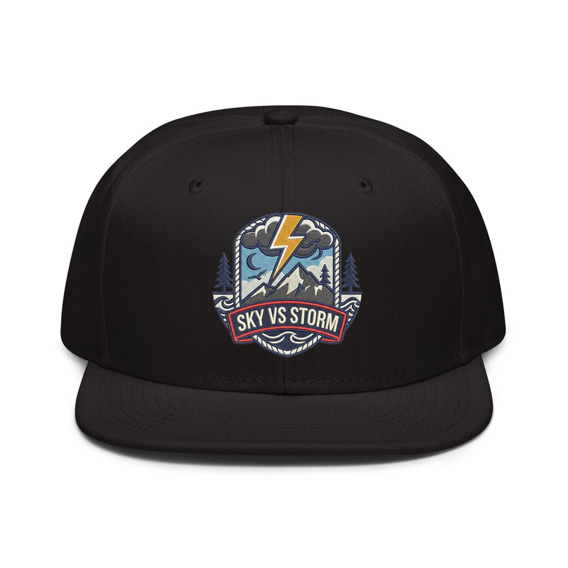 Sky vs Storm Embroidered Snapback Hat - Premium Woven Cap