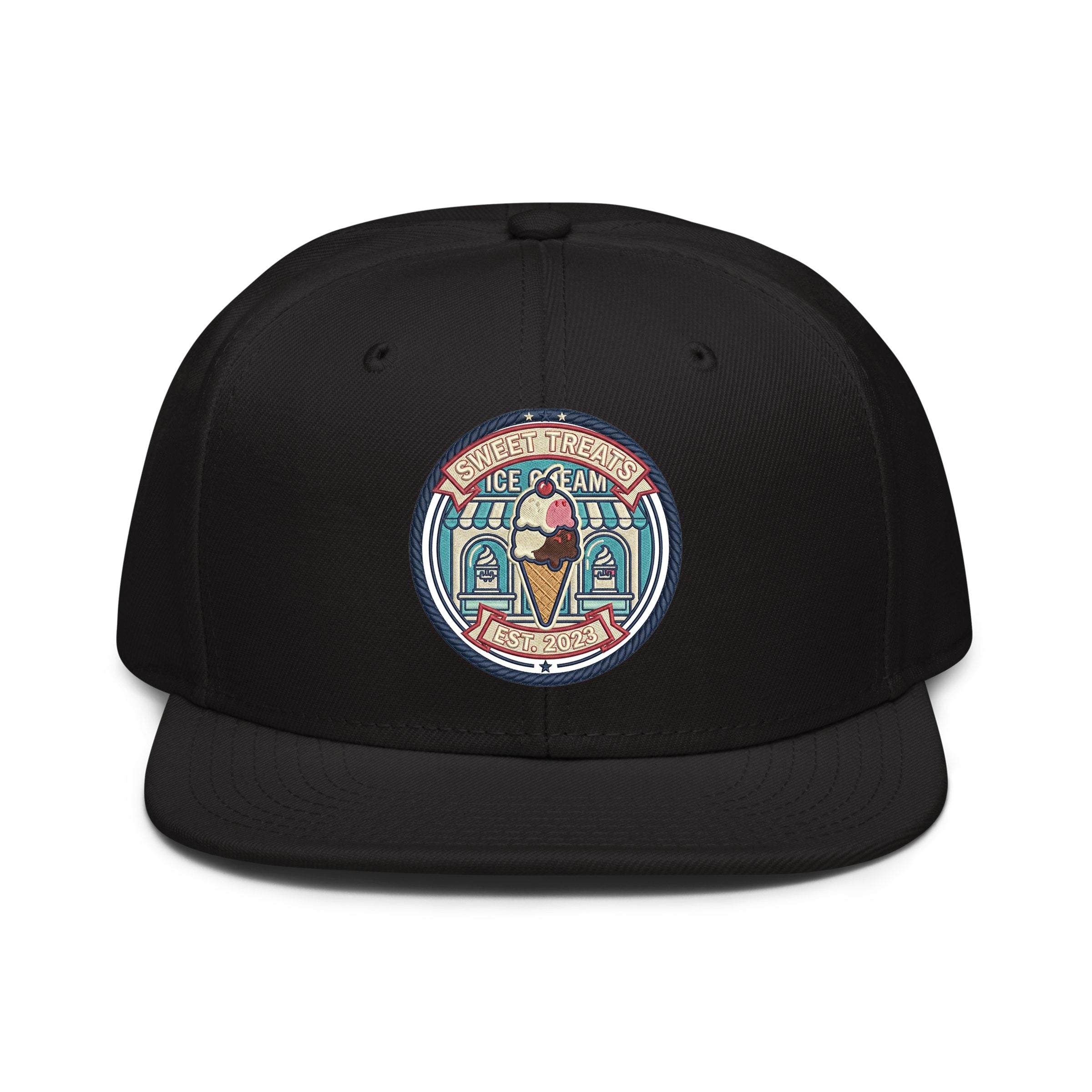 Sweet Treats Embroidered Snapback Hat - Ice Cream Cone Cap