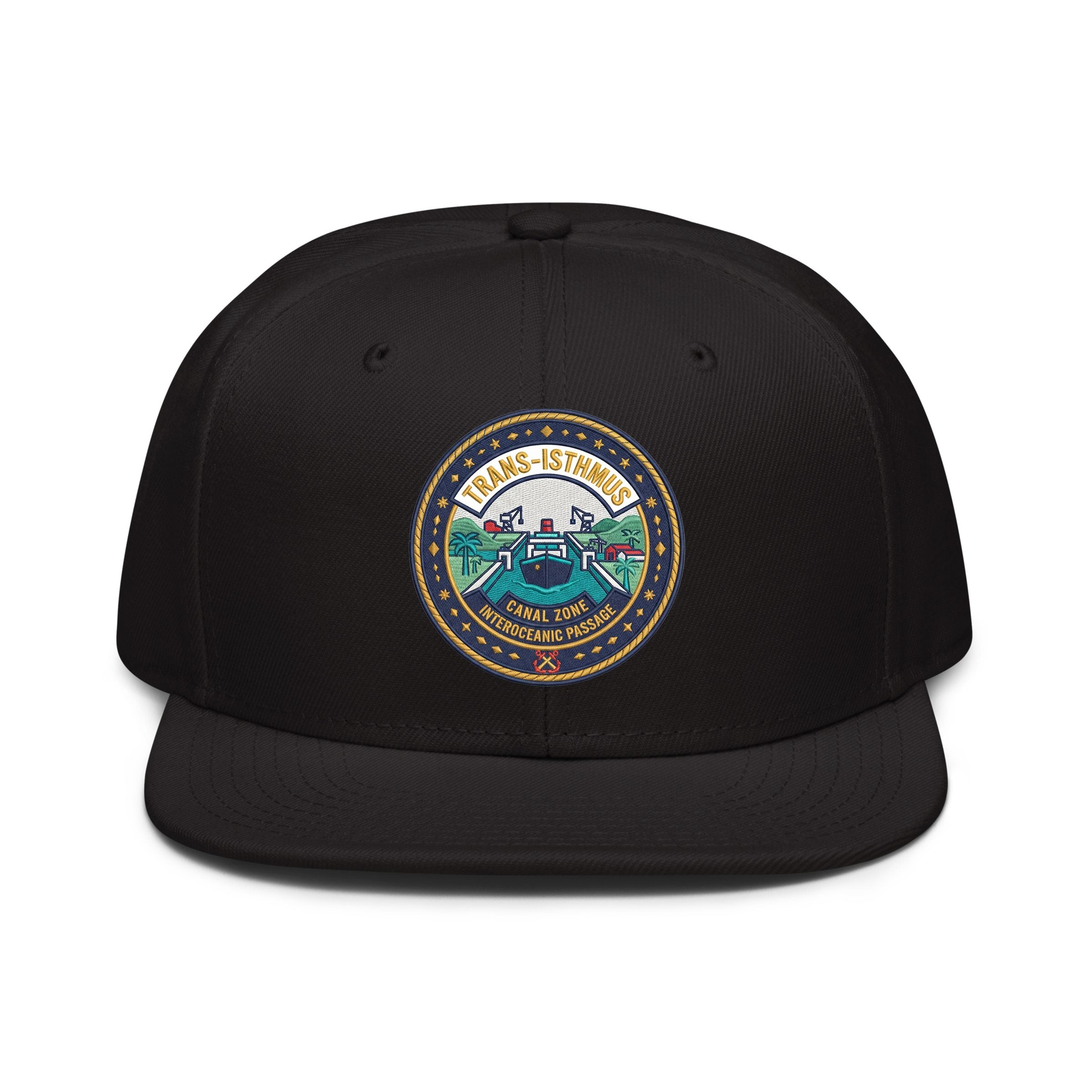 Panama Canal Map Embroidered Snapback Hat