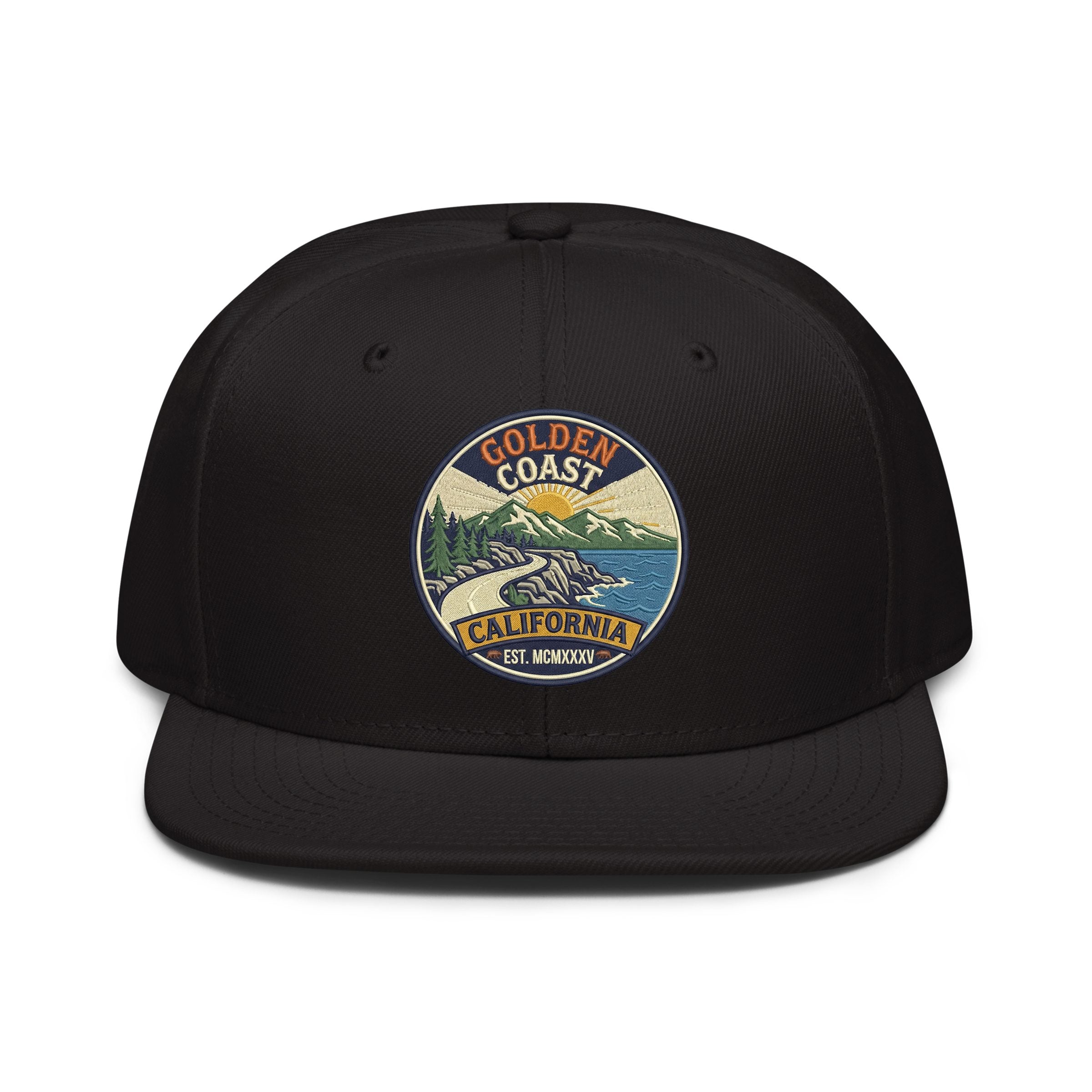 California Embroidered Snapback Hat - Classic Flat Brim Cap
