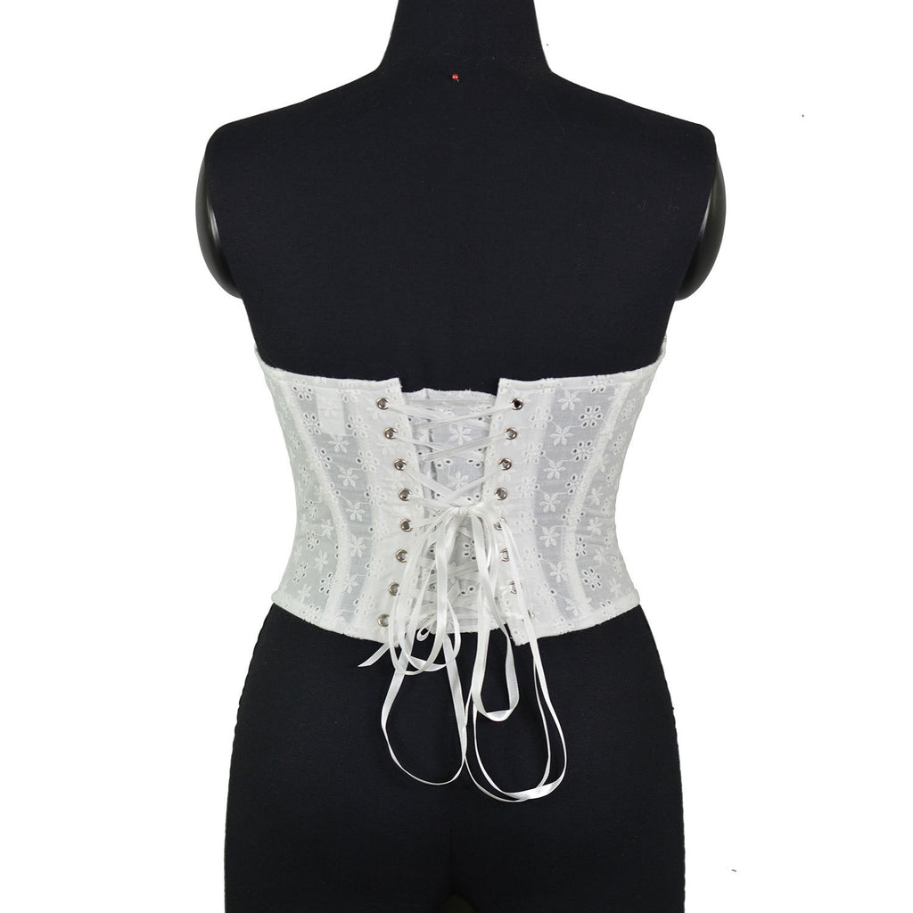White Corset Top with Lace Trim