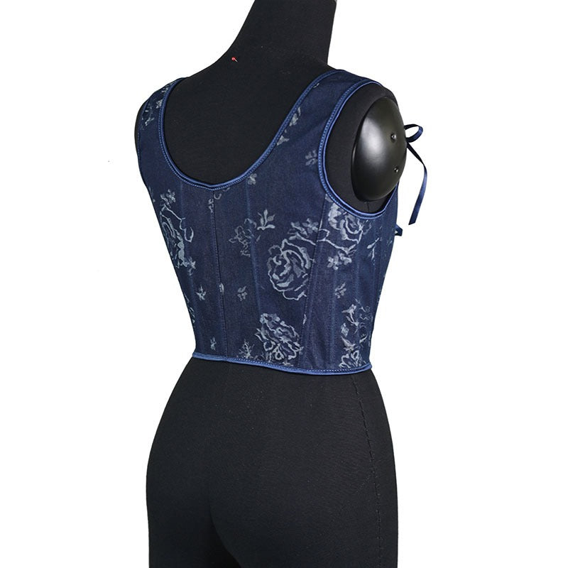 Floral Denim Corset Corset for Stylish Look