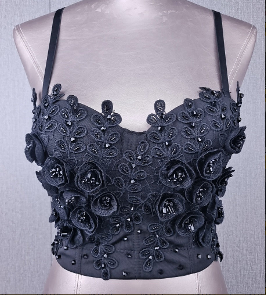 Floral Corset Bone Lace Top