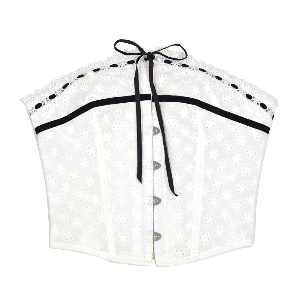 White Corset Top with Lace Trim