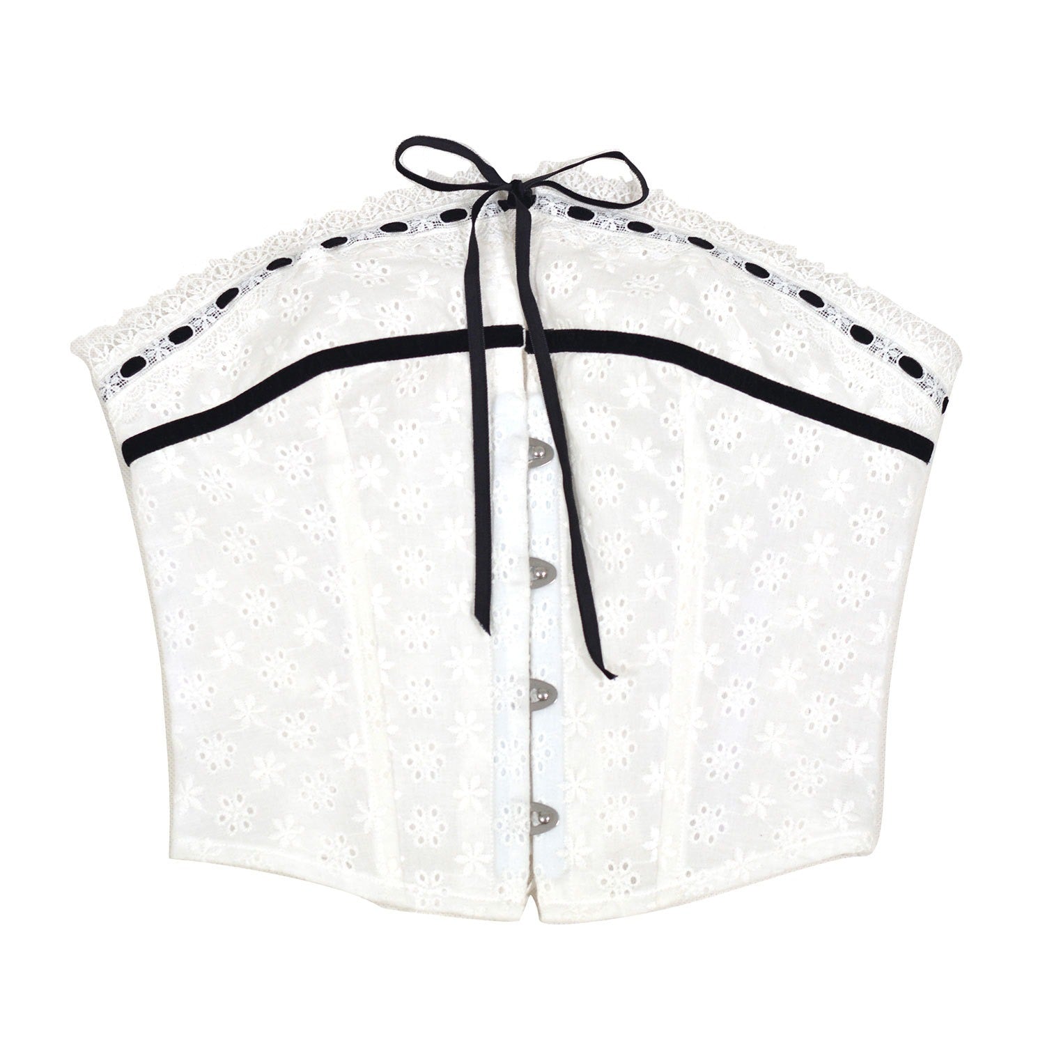 White Corset Top with Lace Trim