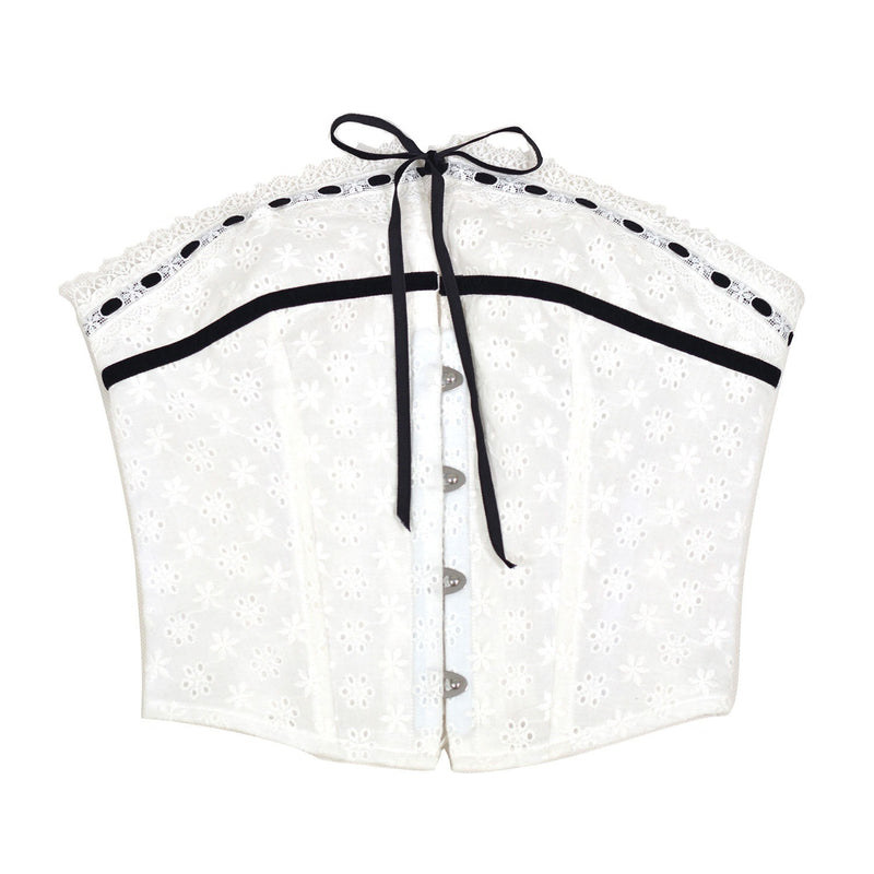 White Corset Top with Lace Trim