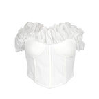 Strapless Top with Ruffled Sleeves