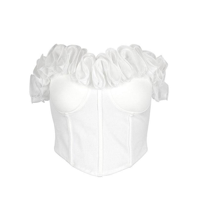 Strapless Top with Ruffled Sleeves