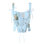 Floral Lace-Up Crop Top for Summer Style