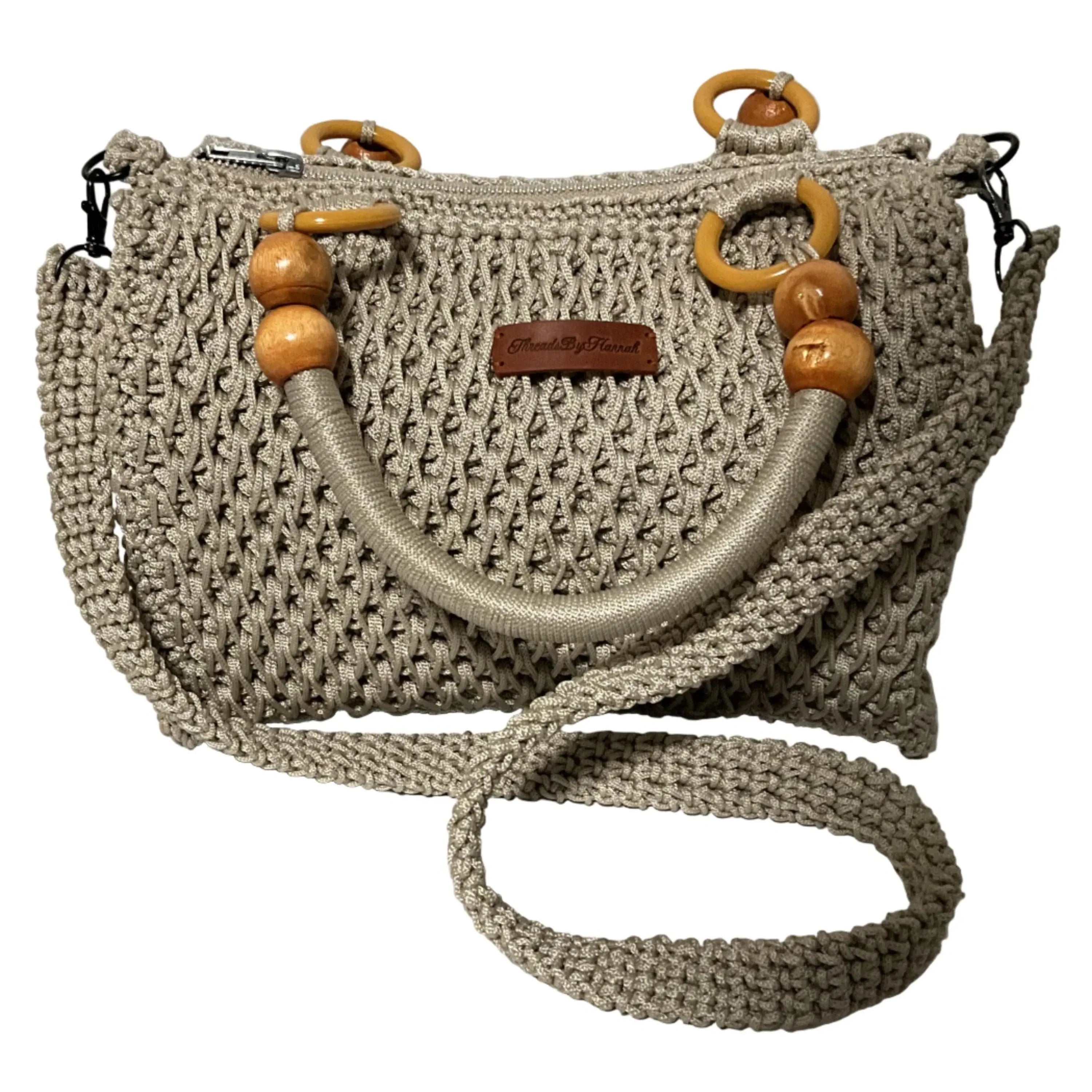 Handmade Beige Crochet Shoulder Bag