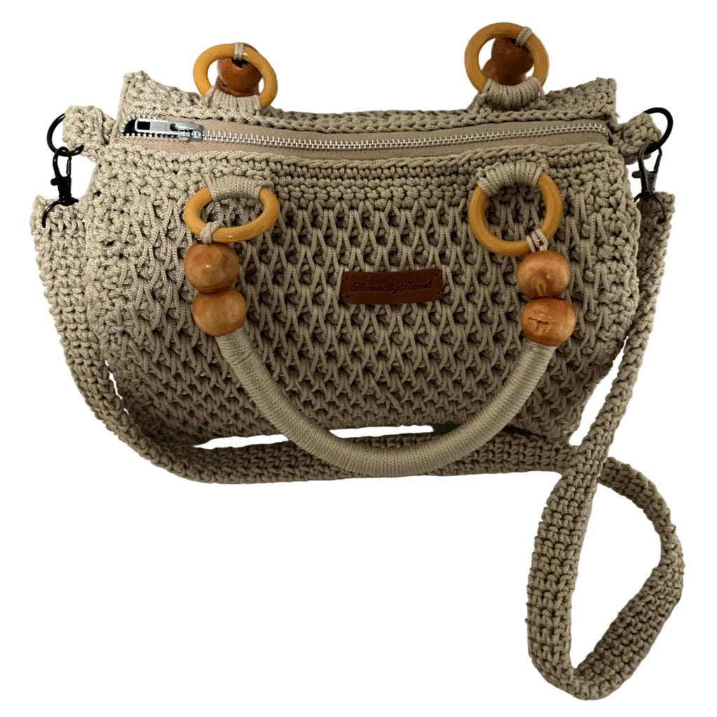 Handmade Beige Crochet Shoulder Bag