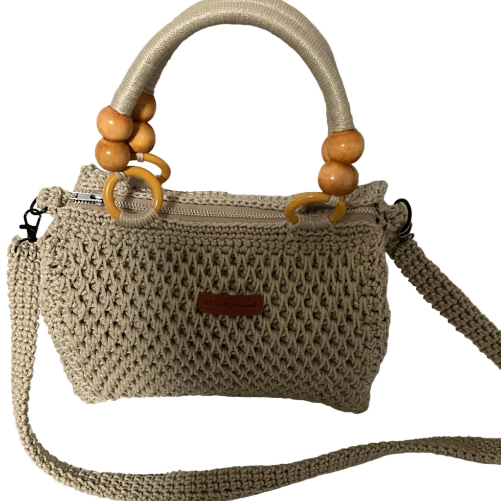 Handmade Beige Crochet Shoulder Bag
