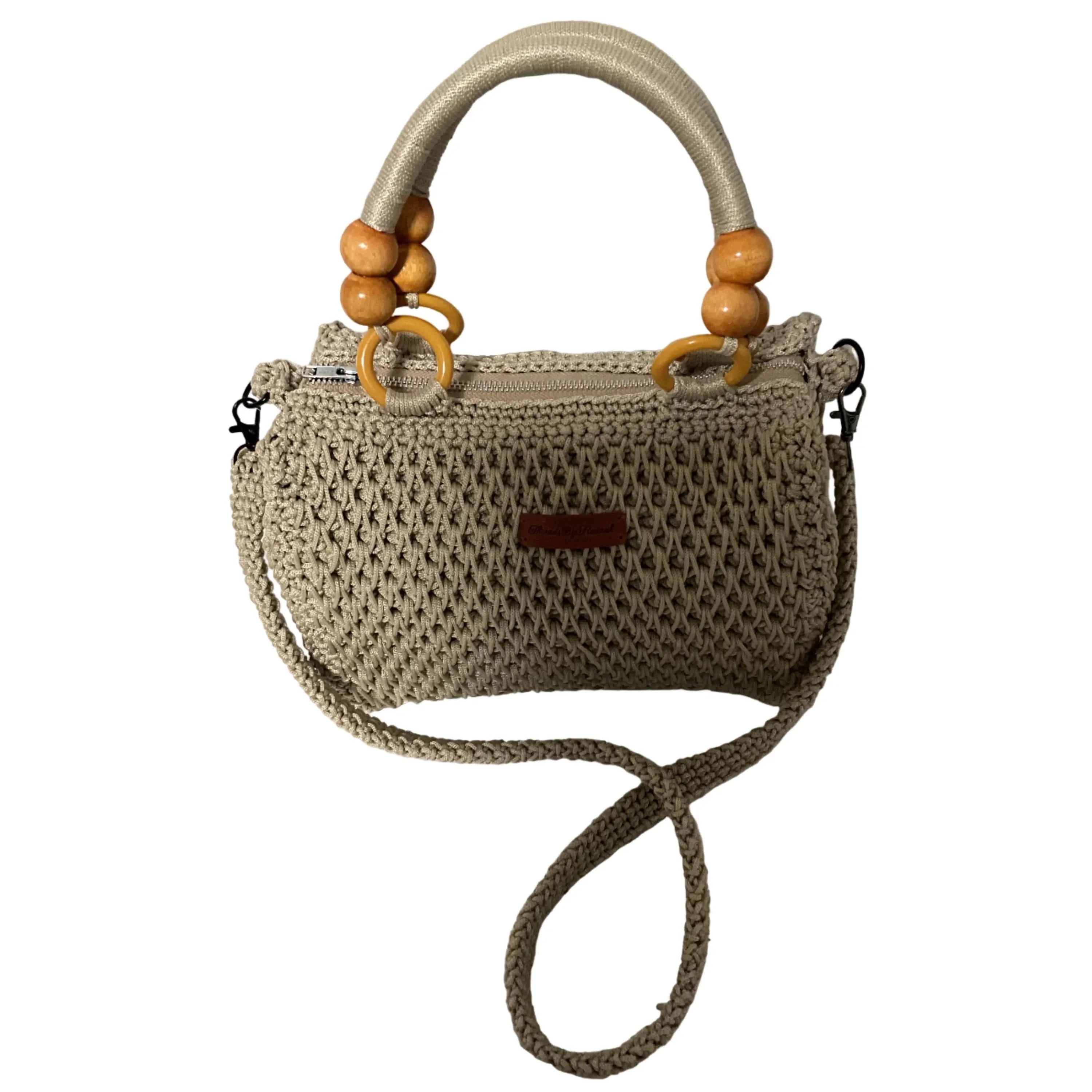 Handmade Beige Crochet Shoulder Bag