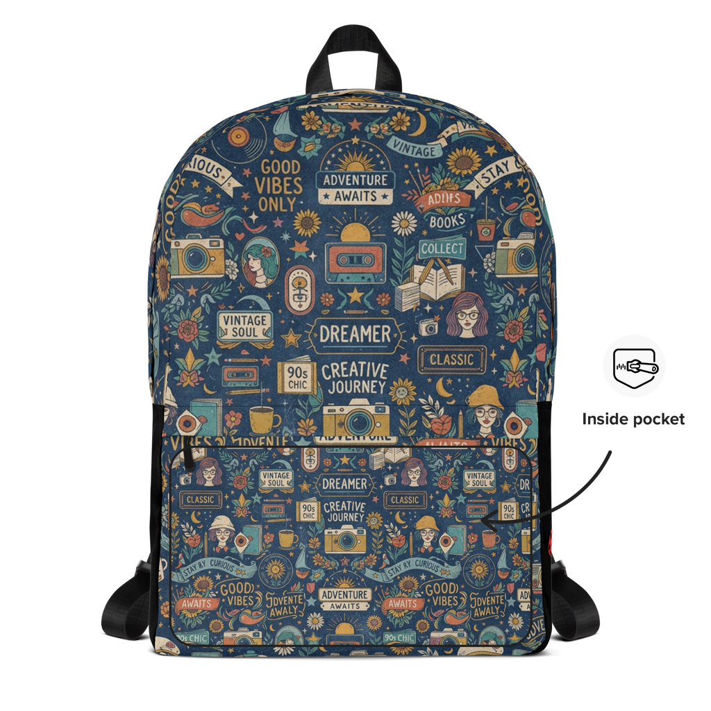 Nostalgic Pop Culture Graphic Canvas Backpack