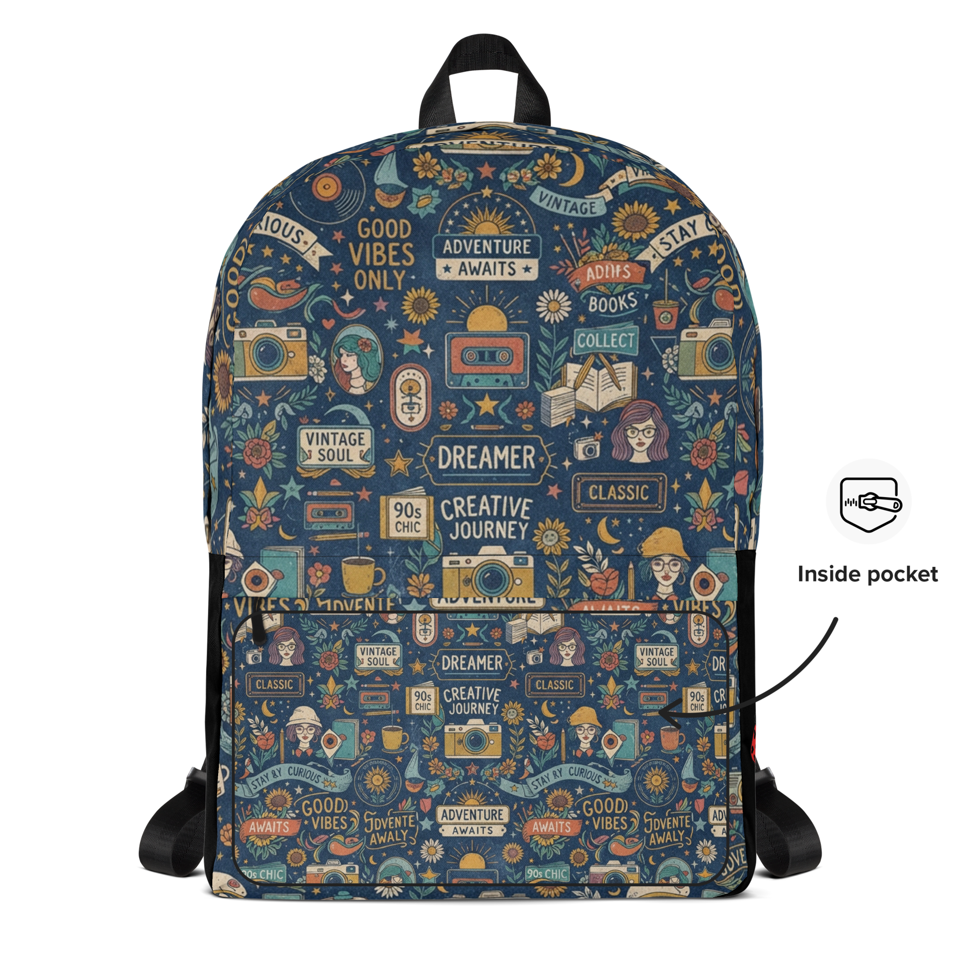 Nostalgic Pop Culture Graphic Canvas Backpack