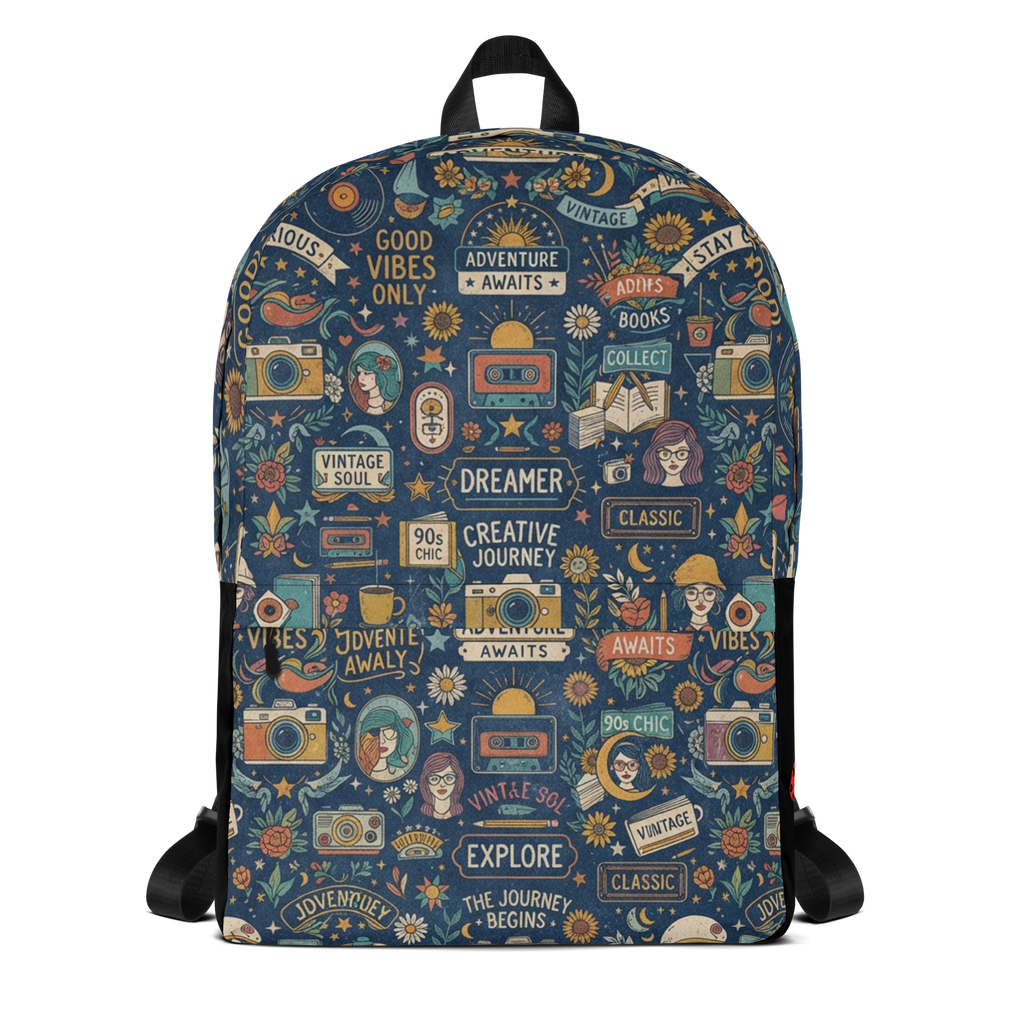 Nostalgic Pop Culture Graphic Canvas Backpack