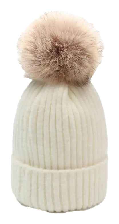 Womens Mohair Wool Beanie With Pom Pom