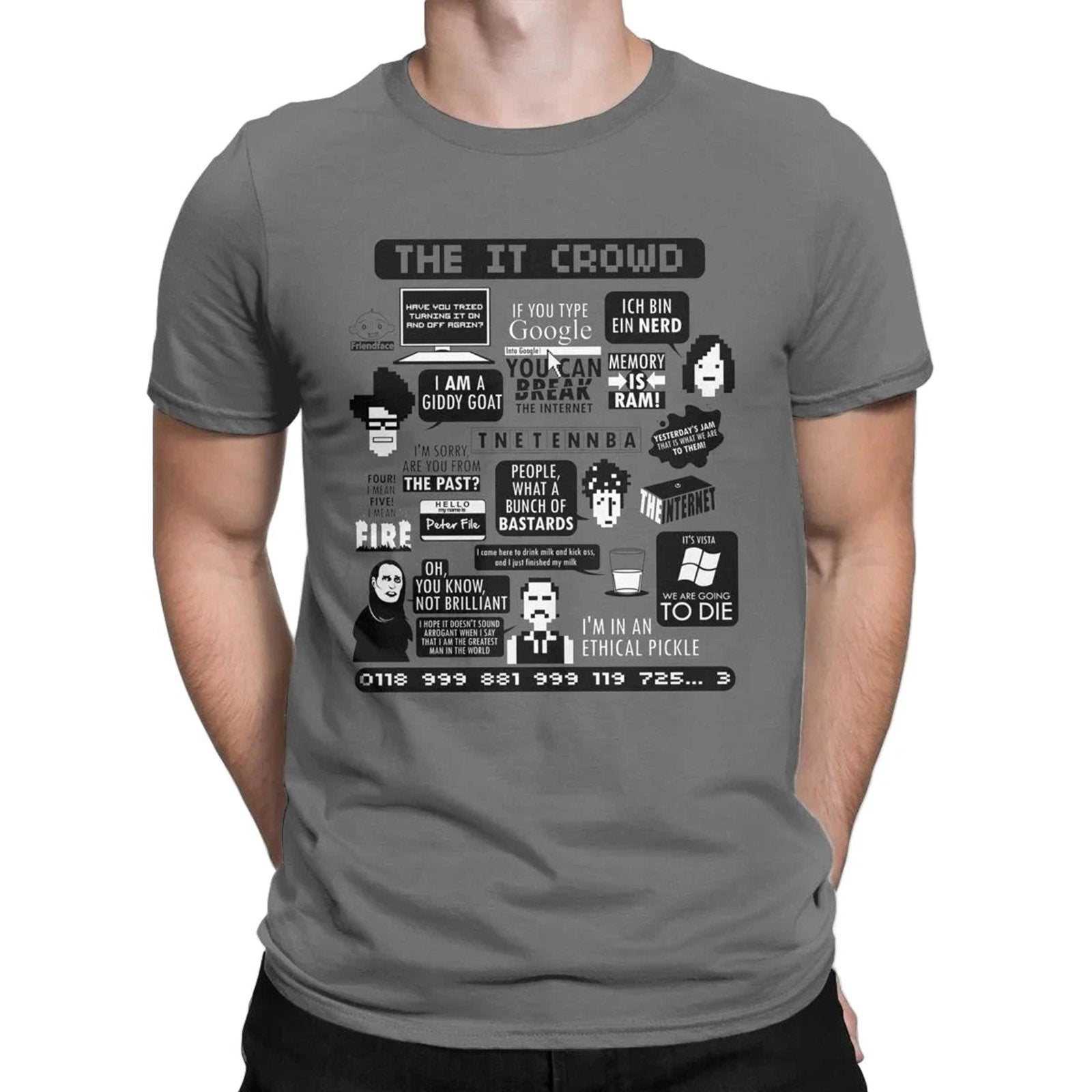 Front View of The IT Crowd Quotes Men's T-Shirt