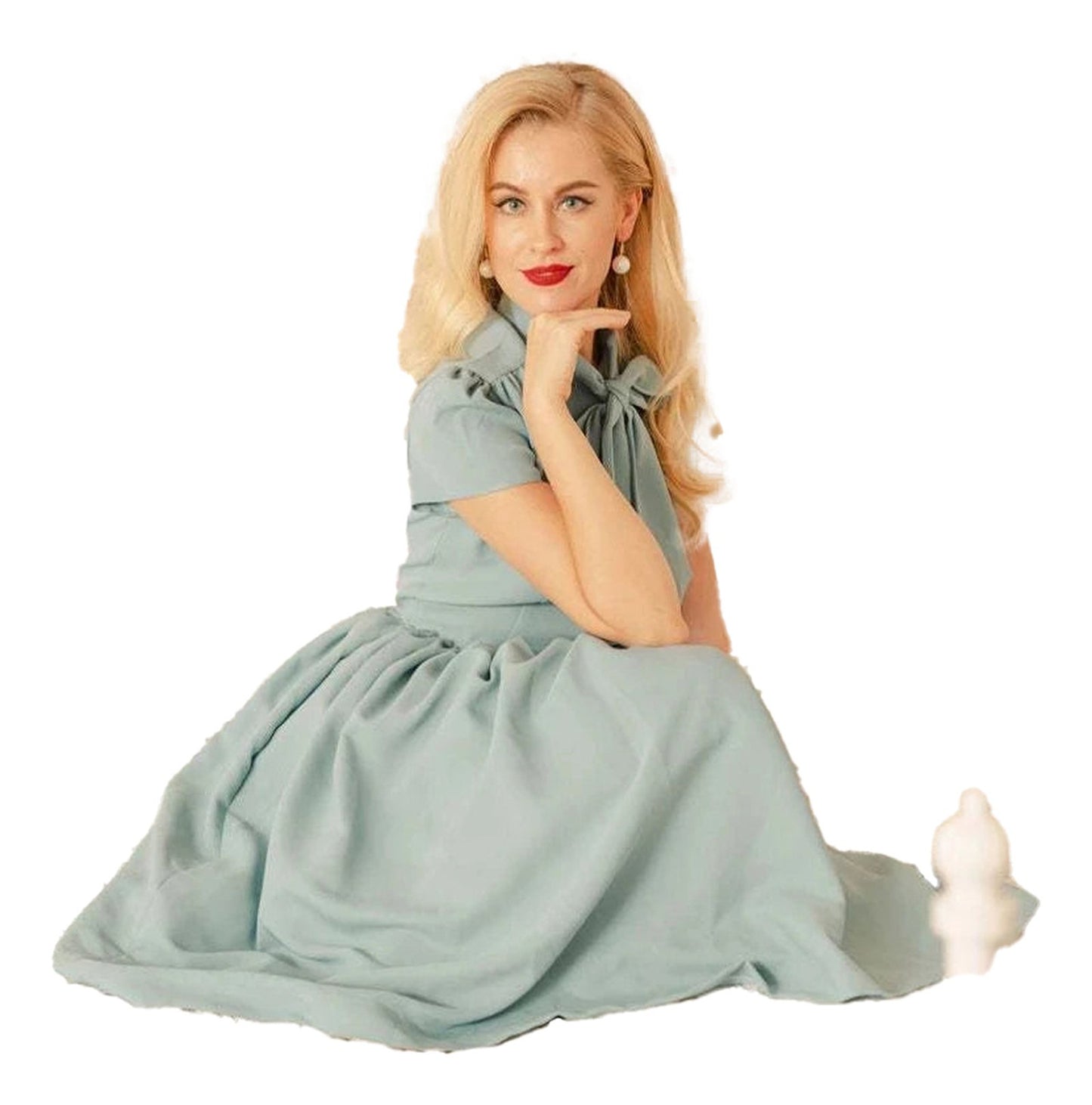 LuckeLadybug Vintage Blue Pleated Dress 2025