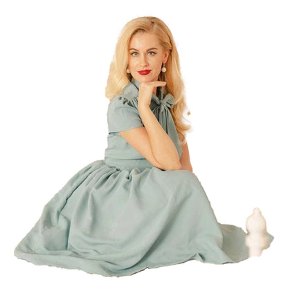 LuckeLadybug Vintage Blue Pleated Dress 2025