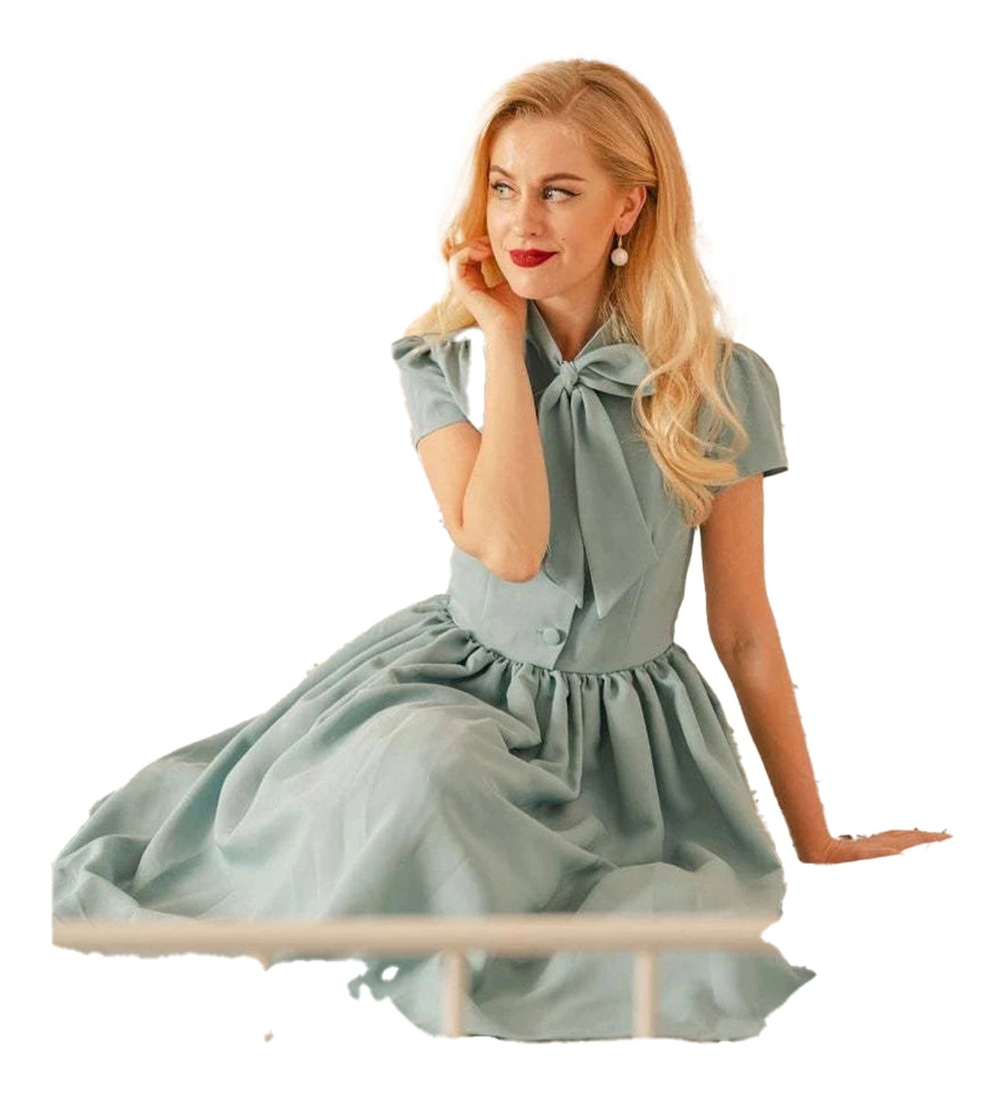LuckeLadybug Vintage Blue Pleated Dress 2025