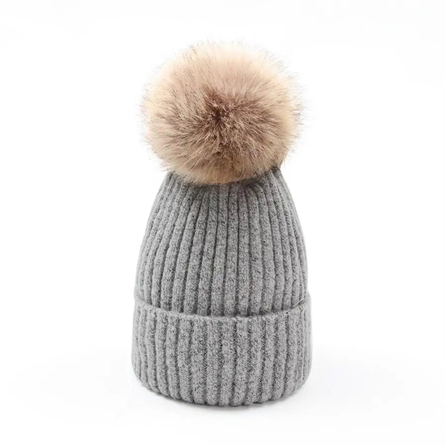 Womens Mohair Wool Beanie With Pom Pom
