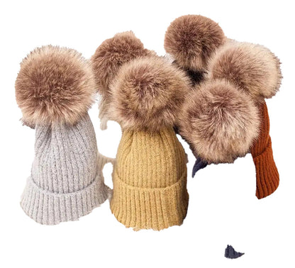 Womens Mohair Wool Beanie With Pom Pom