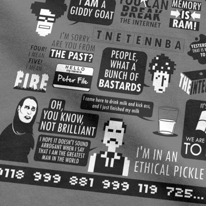 Detail of The IT Crowd Quotes Men's T-Shirt Fabric