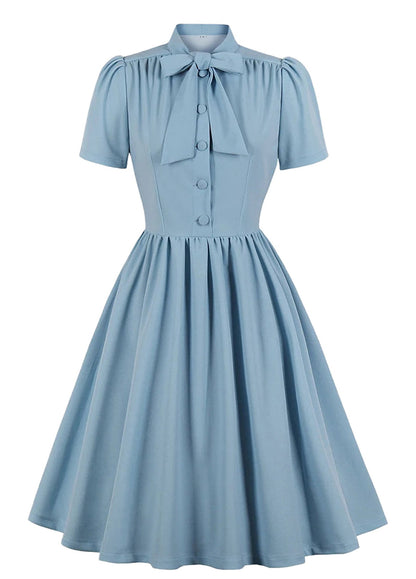 LuckeLadybug Vintage Blue Pleated Dress 2025