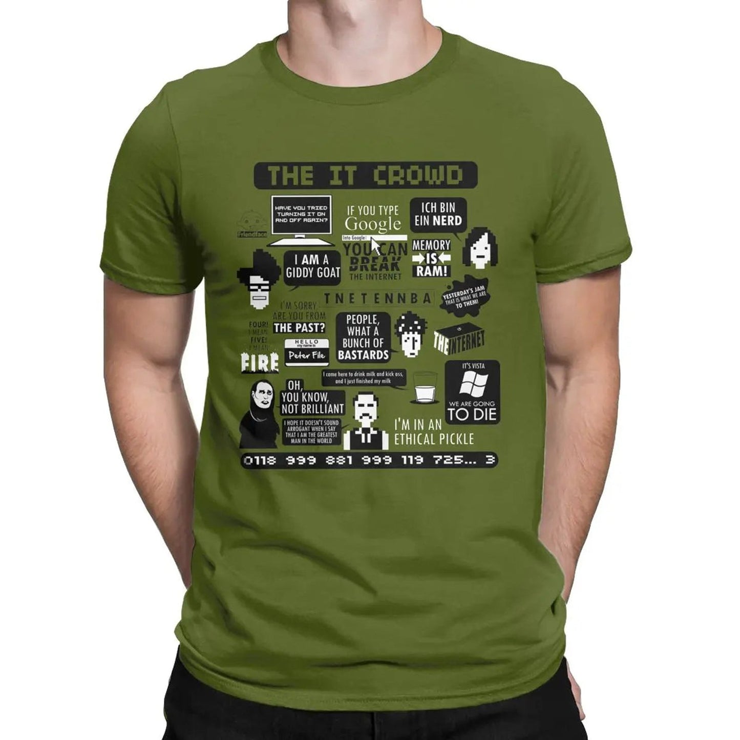 Flat Lay of The IT Crowd Quotes Men's T-Shirt