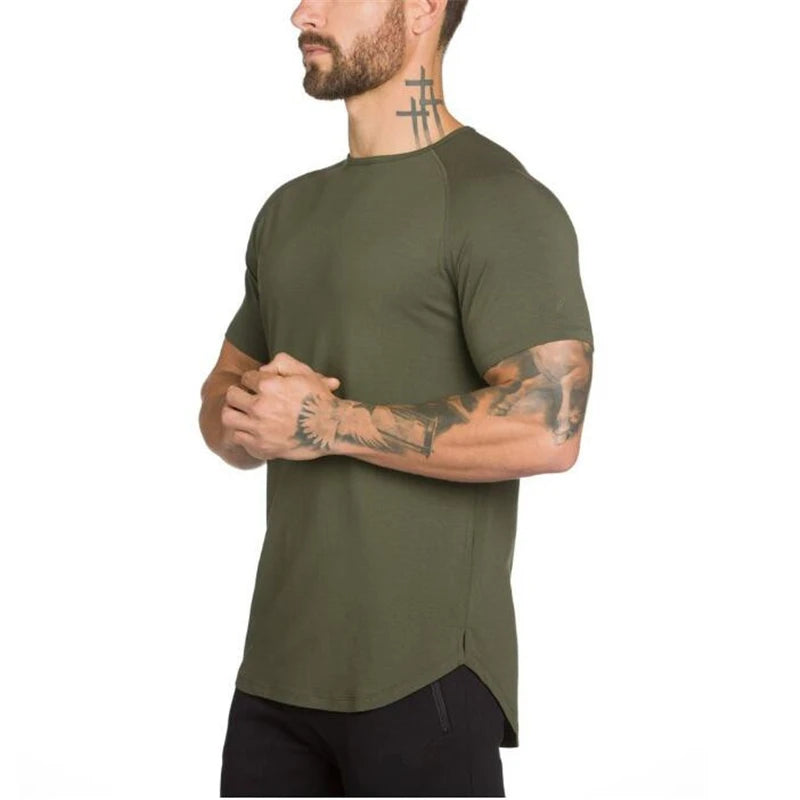 Mens Short Sleeve Hooded Bodybuilding Gym Pullover