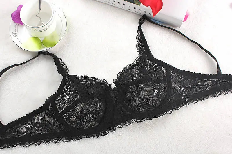 Women Lace Bra Thin Underwire Push Up Lingerie Brassiere