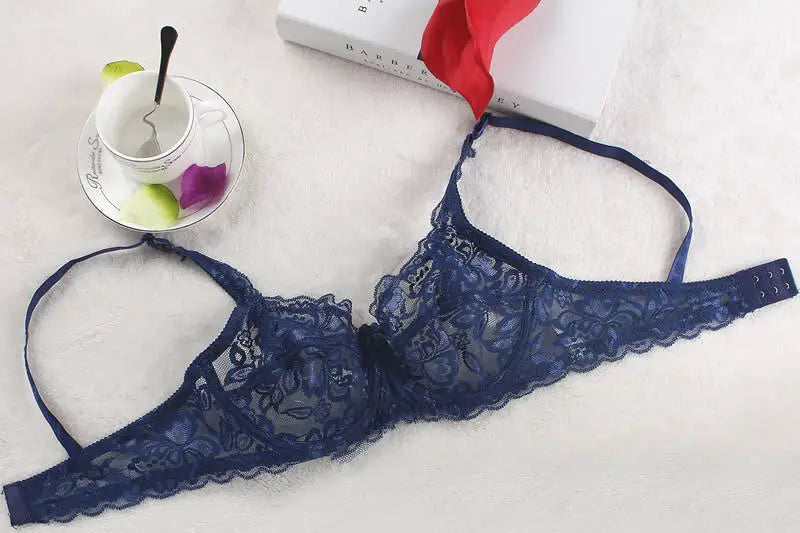 Women Lace Bra Thin Underwire Push Up Lingerie Brassiere