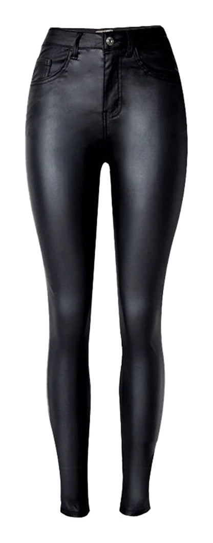 High Waist Faux Leather Skinny Jeans