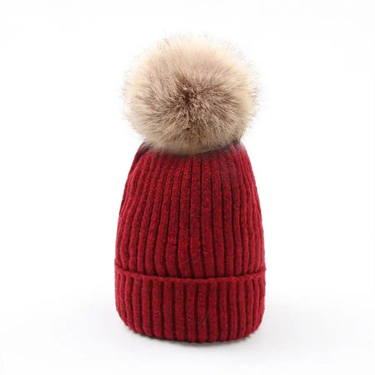 Womens Mohair Wool Beanie With Pom Pom