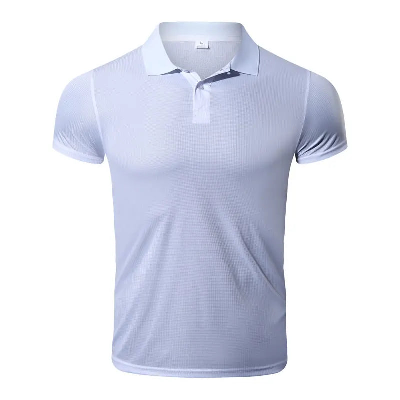 LuckeLadybug men's quick dry polo shirt in light blue with a modern fit and breathable fabric