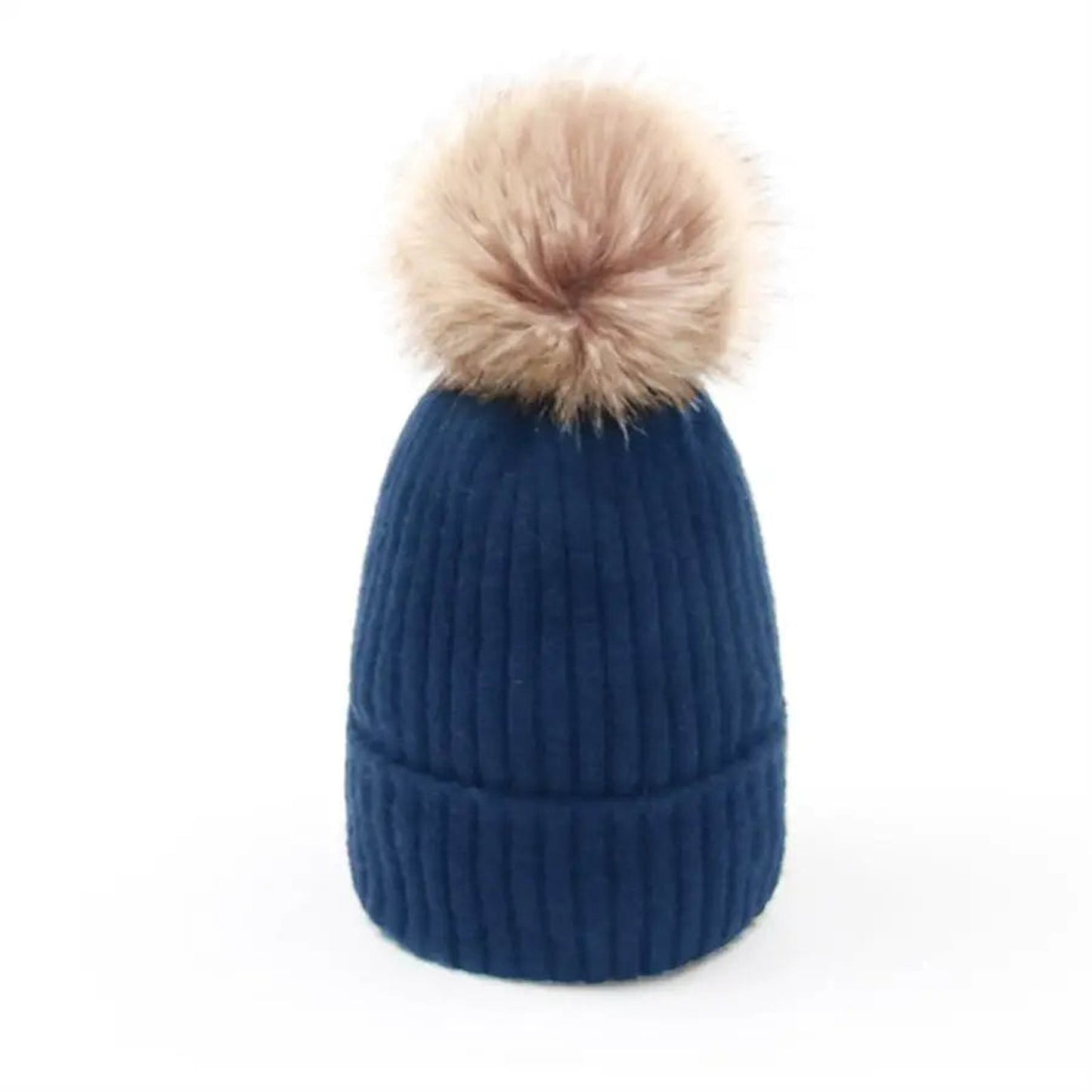 Womens Mohair Wool Beanie With Pom Pom