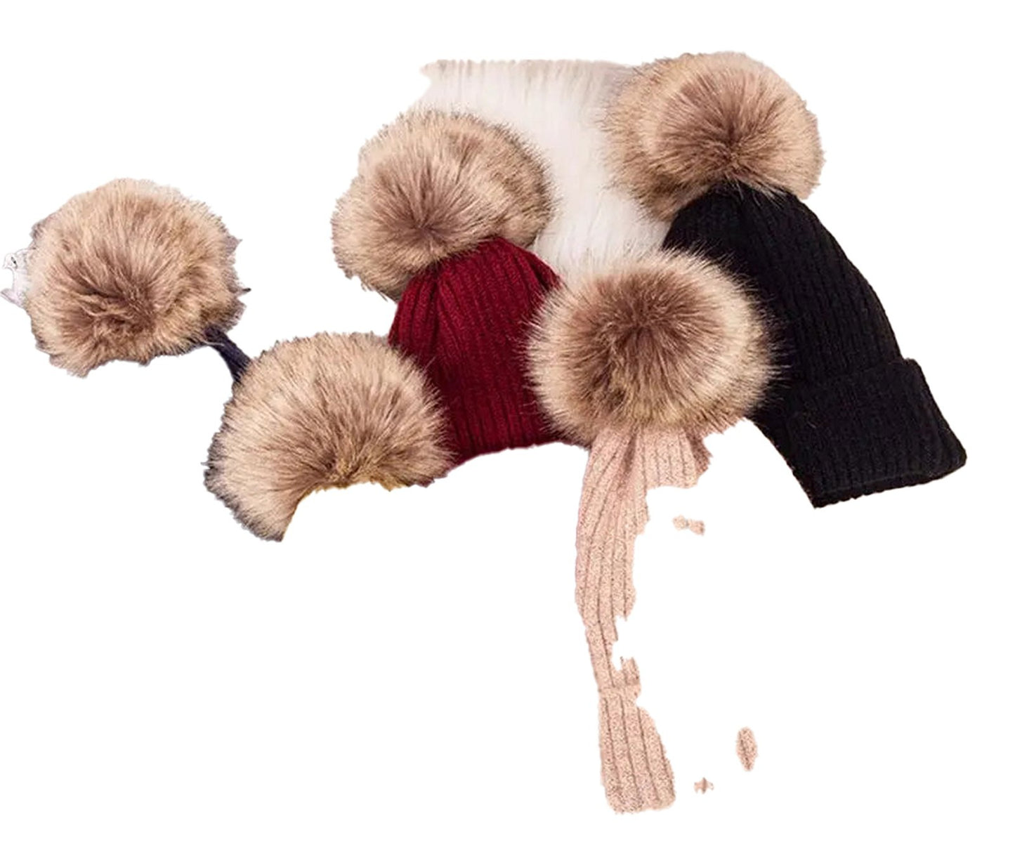 Womens Mohair Wool Beanie With Pom Pom