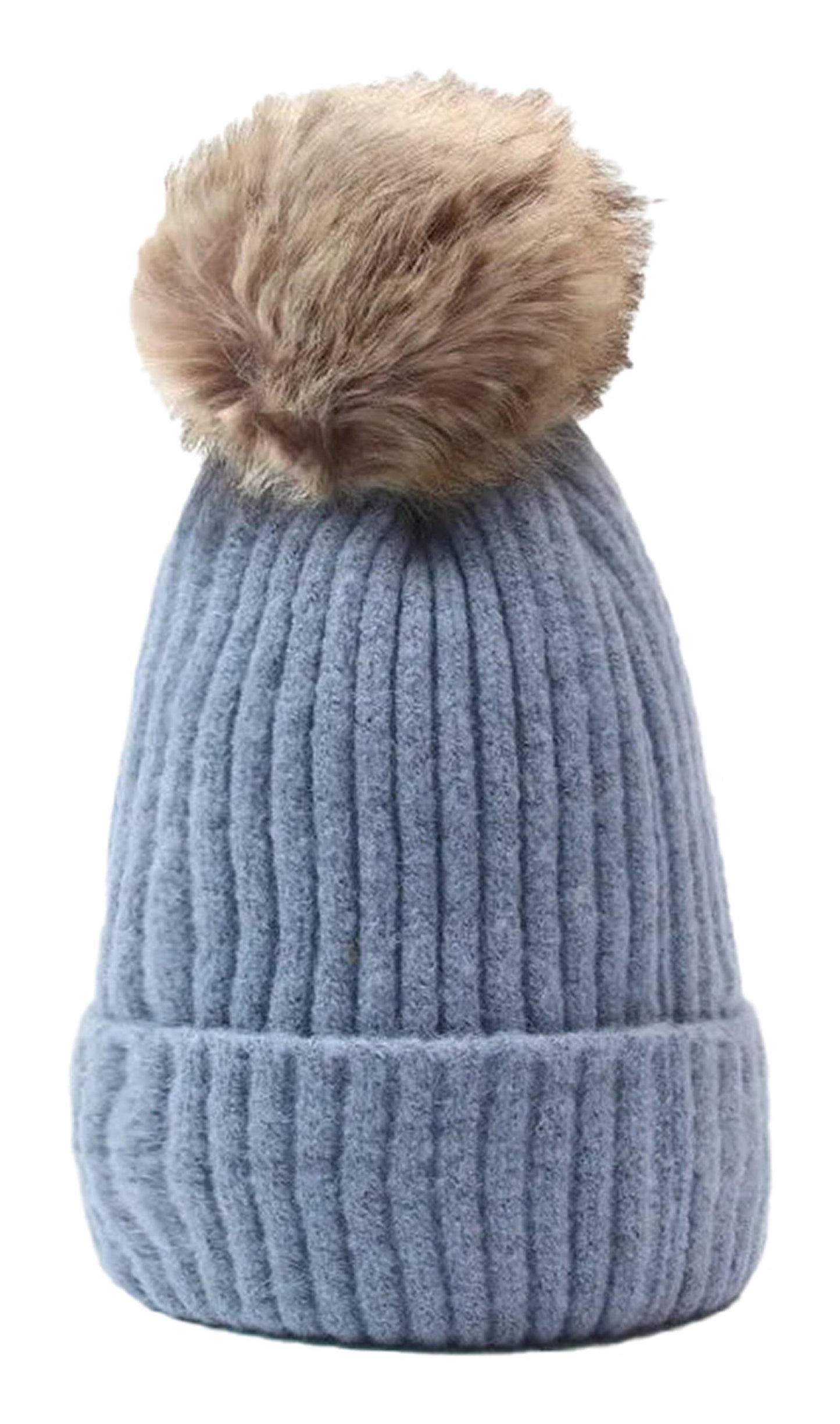 Womens Mohair Wool Beanie With Pom Pom