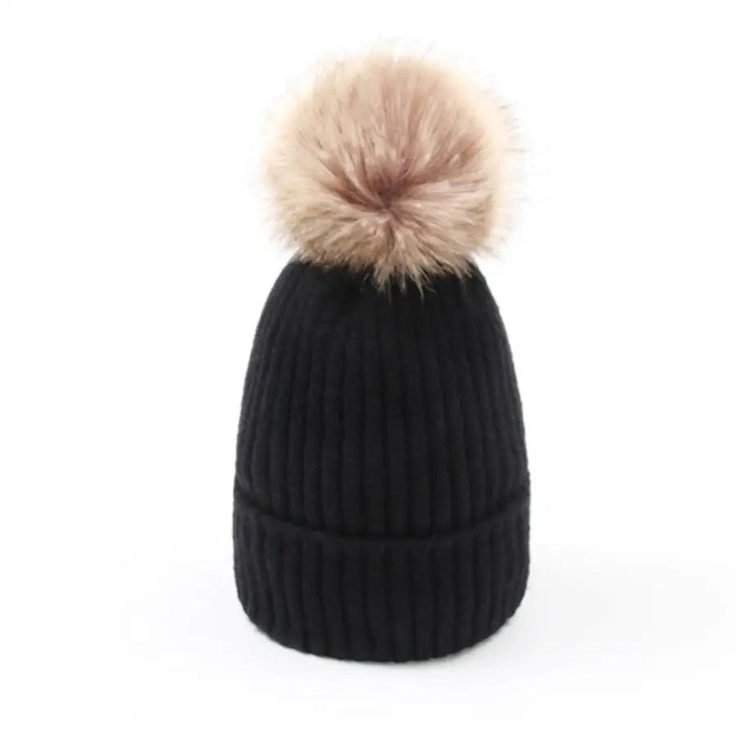 Womens Mohair Wool Beanie With Pom Pom